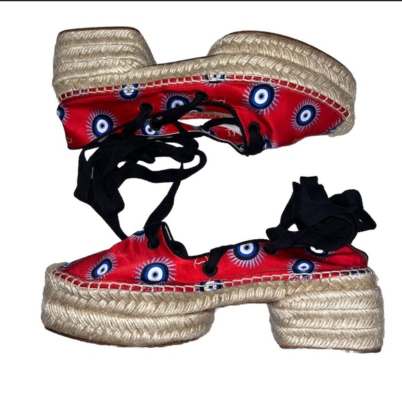 CHRISTIAN LOUBOUTIN Greekaba Blanca espadrilles evil eye platform EU 39.5 RARE - Picture 11 of 16